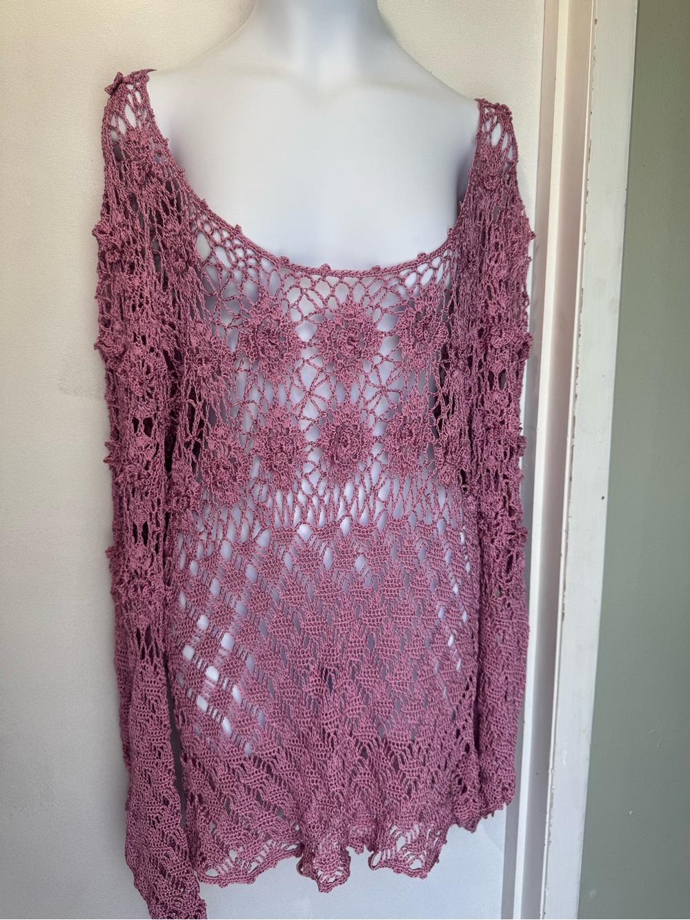The Limited Rose Crochet Floral Knit Top